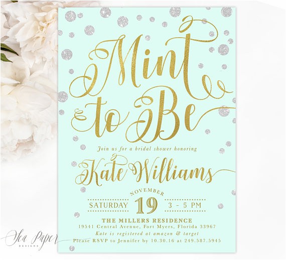 Mint to Be Bridal Shower Invitations Mint to Be Bridal Shower Invitation Mint Bridal Shower