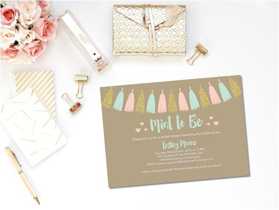Mint to Be Bridal Shower Invitations Printable Mint to Be Bridal Shower Invitation Bridal