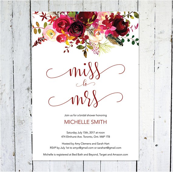 Miss to Mrs Bridal Shower Invitations Bridal Shower Invitation Miss to Mrs Boho Bridal Shower