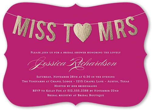 Miss to Mrs Bridal Shower Invitations Miss to Mrs 5×7 Flat Bridal Shower Invitations