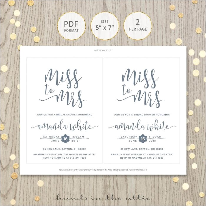 Miss to Mrs Bridal Shower Invitations Miss to Mrs Bridal Shower Invitation