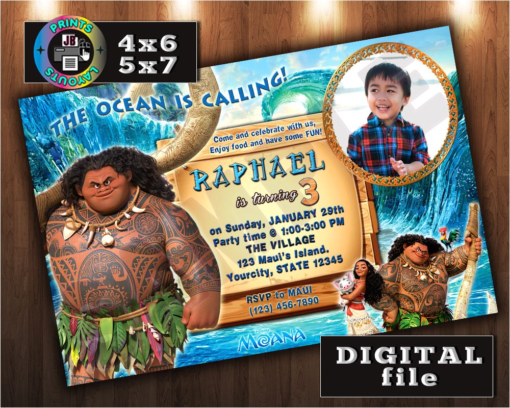 Moana Birthday Invitations Walmart Maui On Disney Moana Birthday Invitation Custom Digital File