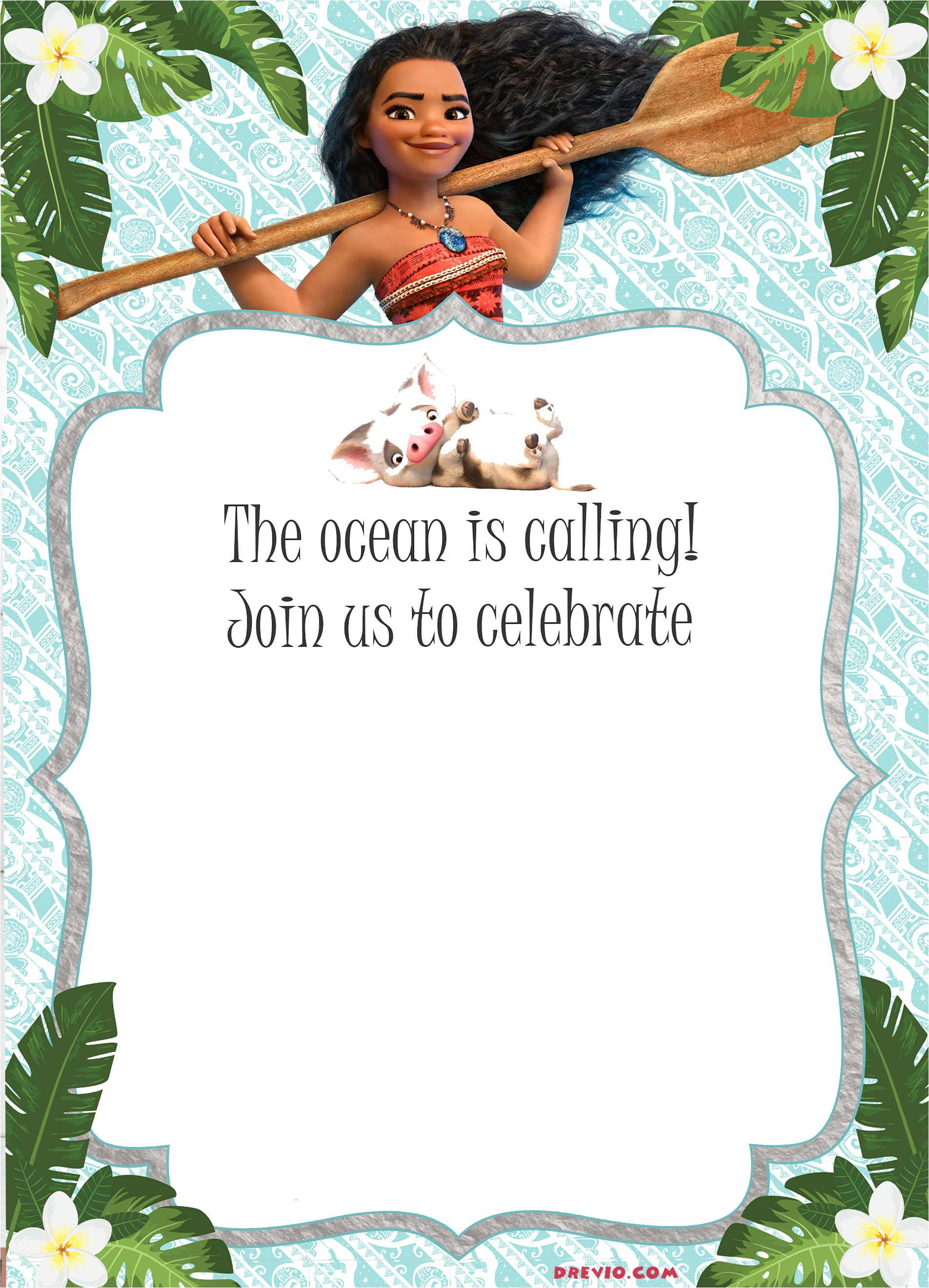 Moana Birthday Party Invitation Template Free Moana Birthday Invitation Template