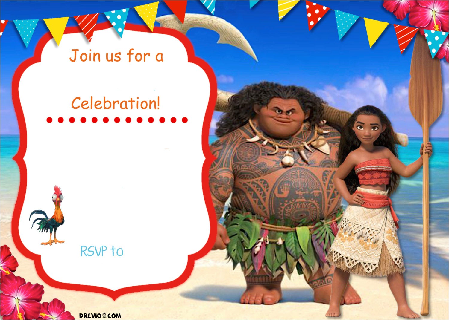 Moana Birthday Party Invitation Template Free Moana Birthday Invitation Template