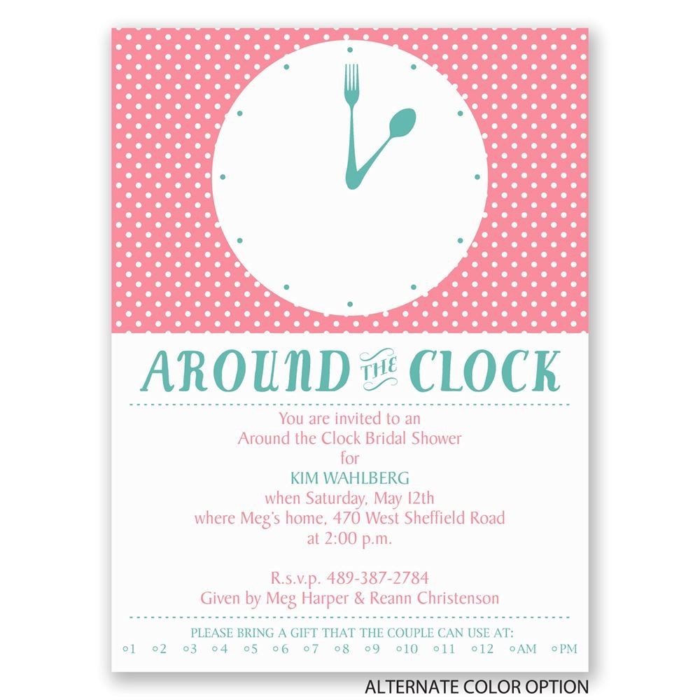 Modern Bridal Shower Invitation Wording Around the Clock Service and Support for Customers Around