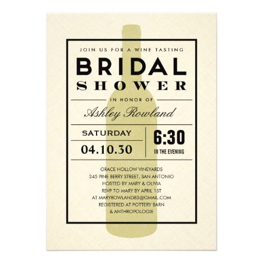 Modern Bridal Shower Invitation Wording Modern Wine Bridal Shower Invitations 5" X 7" Invitation