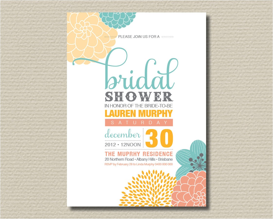 Modern Bridal Shower Invitation Wording Printable Bridal Shower Invitation Modern by Rosiedaydesign