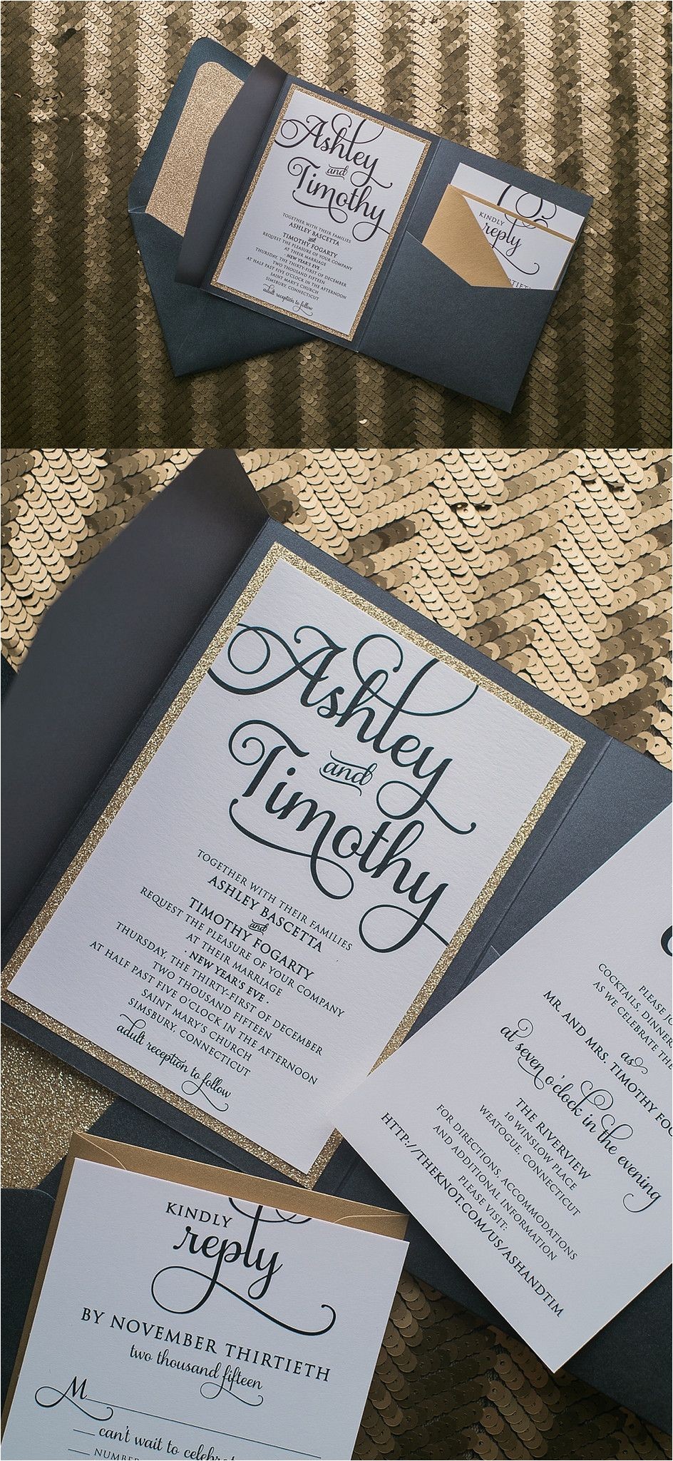 Modern Luxury Birthday Invitations Black and Gold Pocket Luxury Wedding Invitations by Just