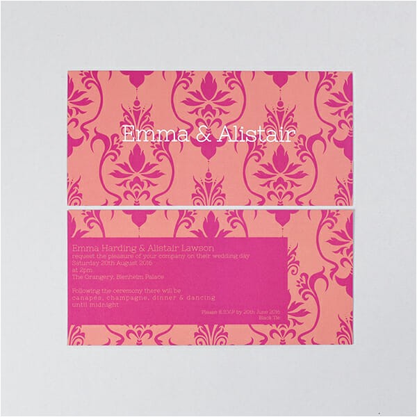 Modern Luxury Birthday Invitations Modern Luxury Wedding Invitation In Pink with Damask Print