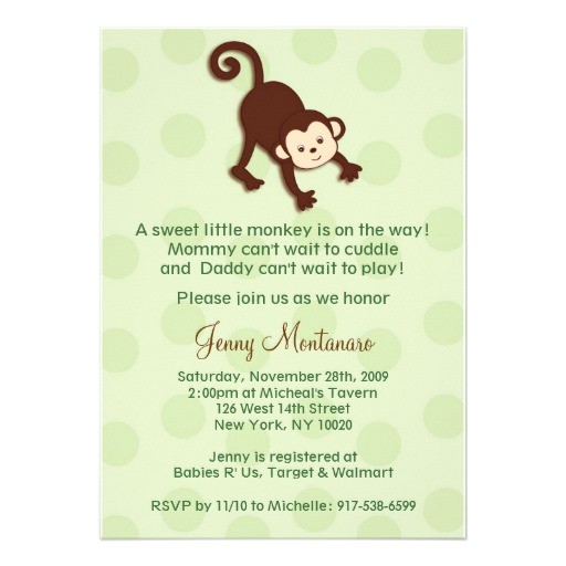 Monkey Baby Shower Invitations Templates Free Monkey Baby Shower Invitations Template 5" X 7" Invitation