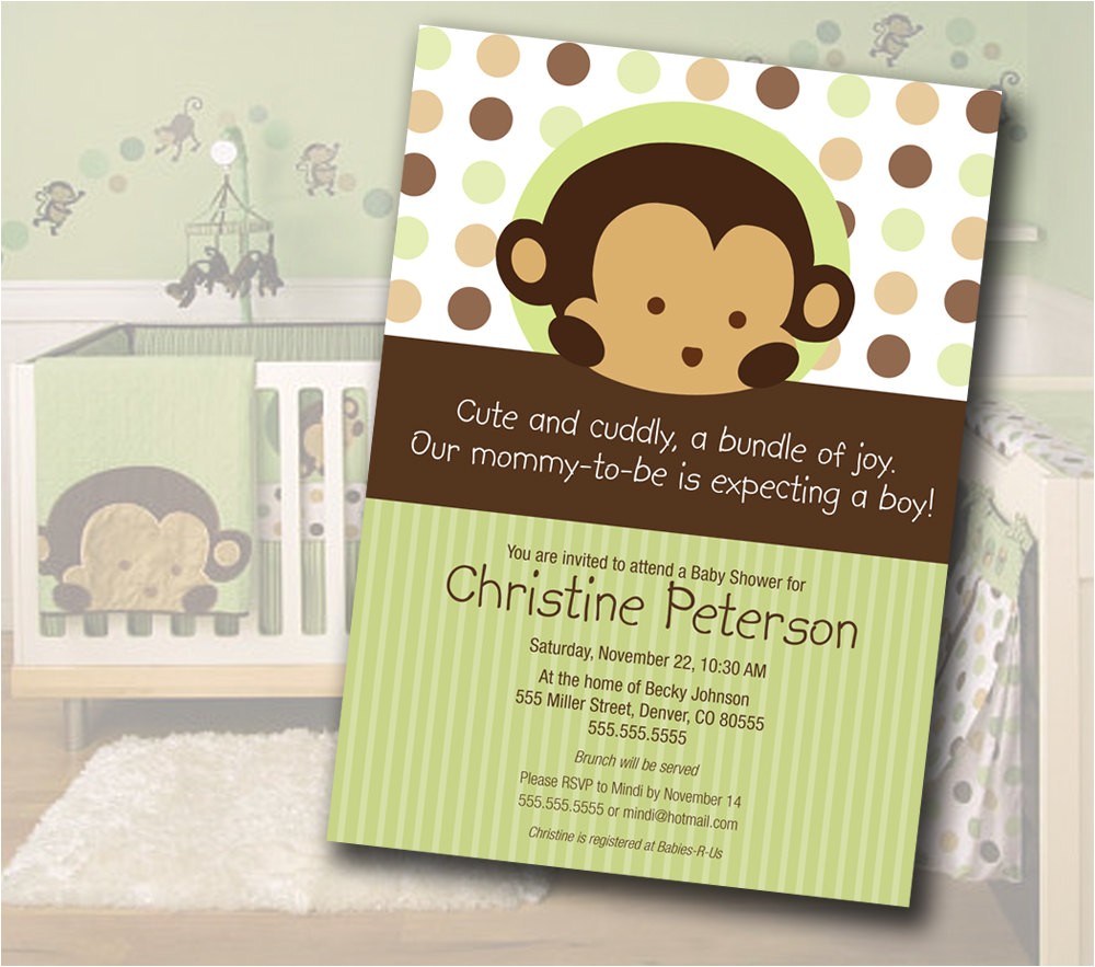Monkey themed Baby Shower Invitations Printable Monkey Baby Shower Invitation Matches Mod Pod Pop Monkey
