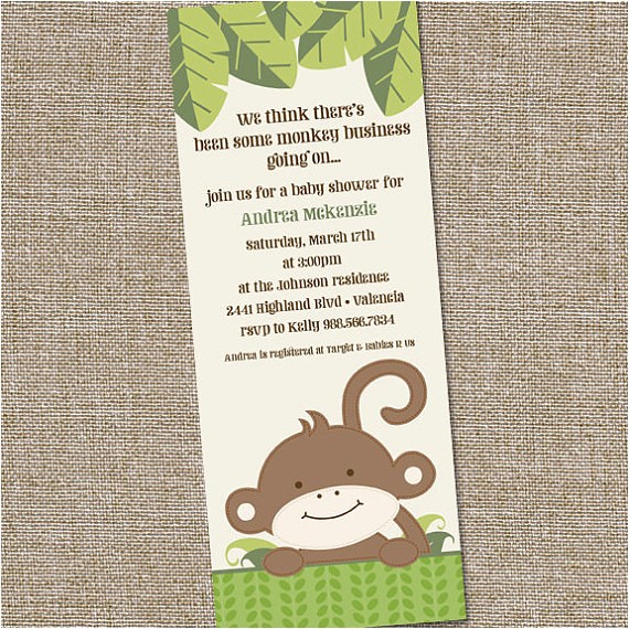 Monkey themed Baby Shower Invitations Printable Monkey theme Baby Shower Invitation