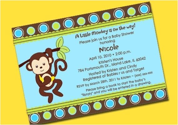 Monkey themed Baby Shower Invitations Printable Monkey theme Personalized Baby Shower Invitations