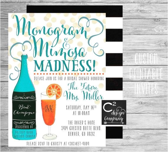 Monogram and Mimosa Bridal Shower Invitations Monogram & Mimosa Madness Bridal Shower Invitation Monogram and Mimosa Bridal Shower Invitations Monogram & Mimosa Madness Bridal Shower Invitation