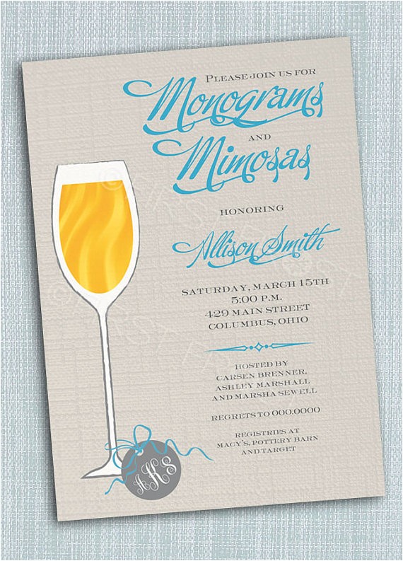 Monogram and Mimosa Bridal Shower Invitations Monogram and Mimosas Printable Invitation Wedding Bridal Monogram and Mimosa Bridal Shower Invitations Monogram and Mimosas Printable Invitation Wedding Bridal