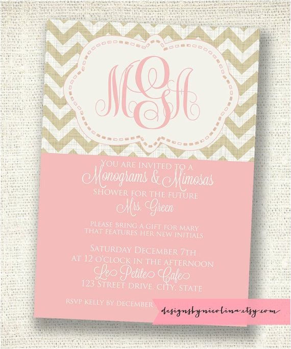Monogram and Mimosa Bridal Shower Invitations Monograms and Mimosas Chevron Shower Monogram and Mimosa Bridal Shower Invitations Monograms and Mimosas Chevron Shower