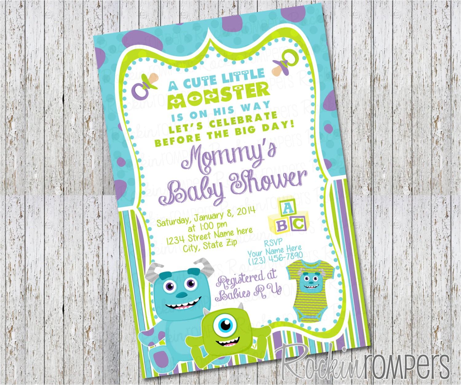 Monster Inc Baby Shower Invites Monsters Inc Inspired Baby Shower Invitation by Rockinrompers