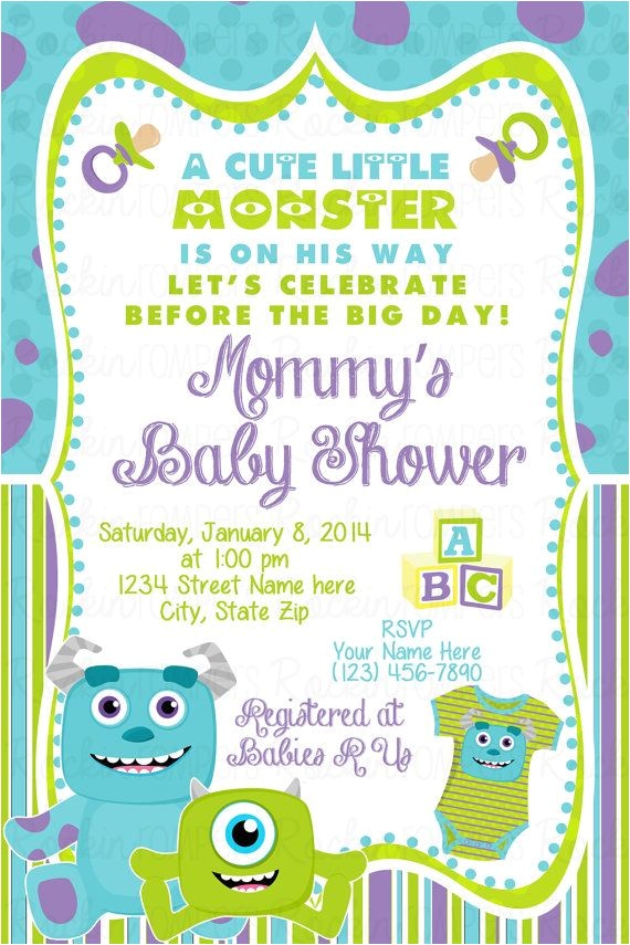 Monsters Inc Baby Shower Invites Monsters Inc Baby Shower Invitation by Rockinrompers On