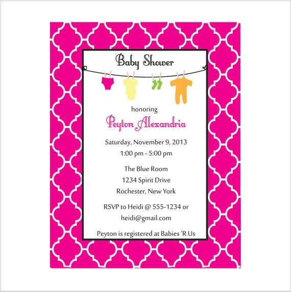 Moroccan Style Baby Shower Invitations Baby Shower Invitation Moroccan Clothesline Invitation
