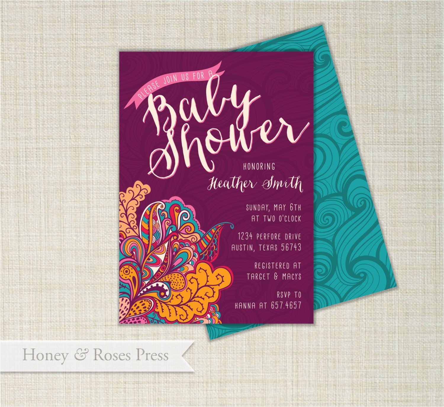 Moroccan Style Baby Shower Invitations Moroccan Baby Shower Invite Baby Girl Baby Shower Boho