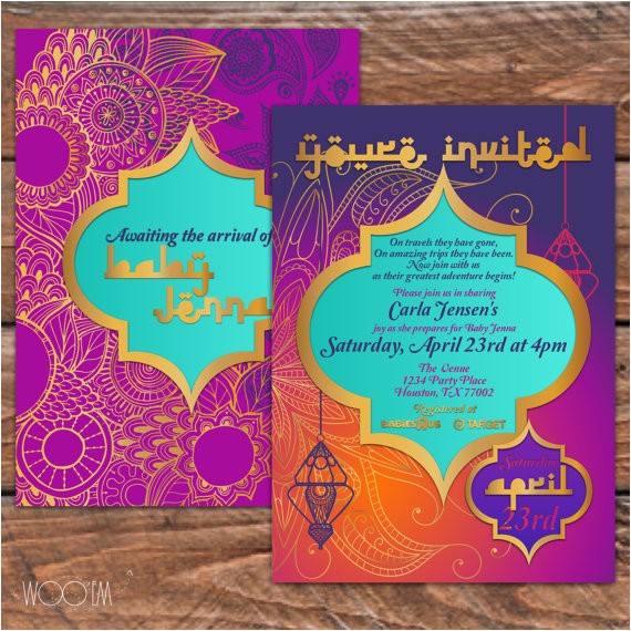 Moroccan Style Baby Shower Invitations Moroccan themed Baby Shower Printable Diy Arabian by Wooem