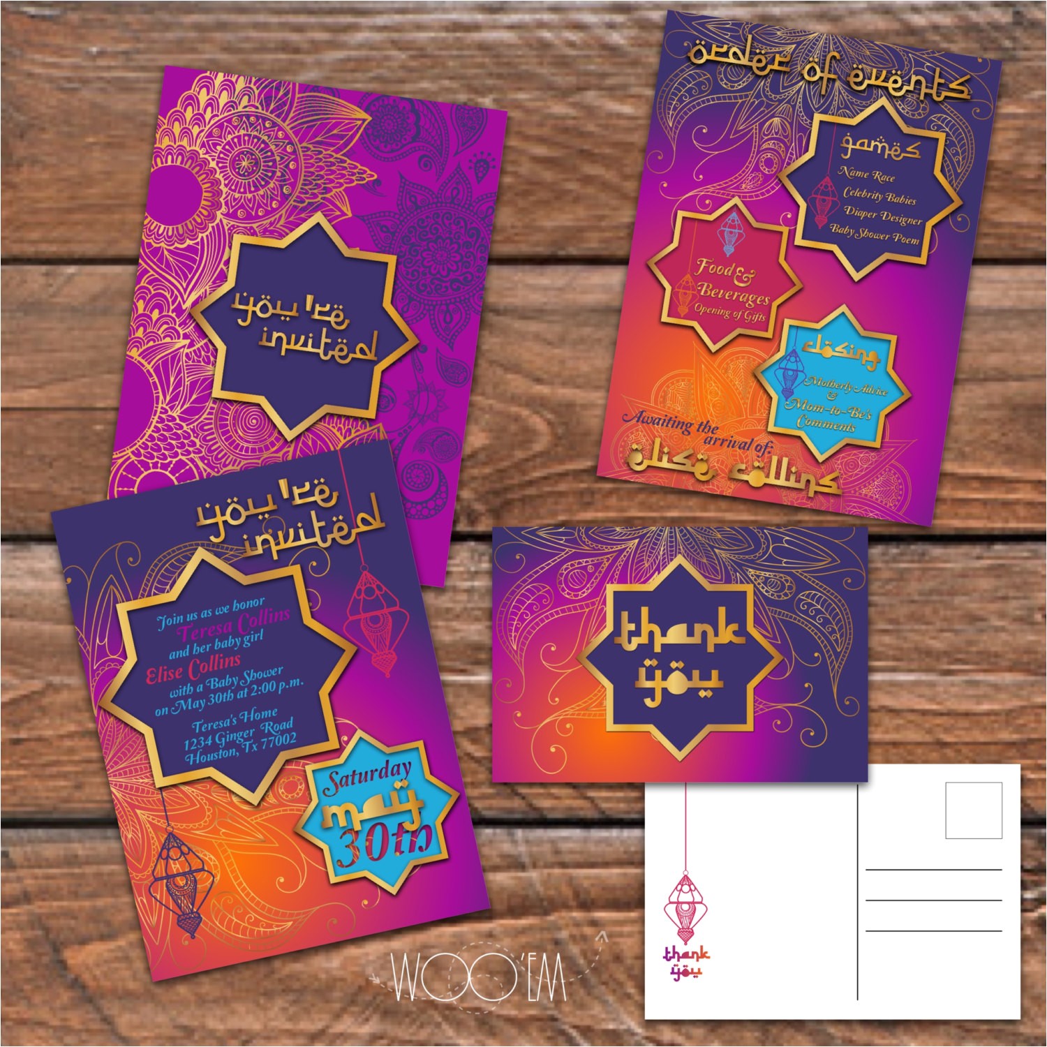Moroccan Style Baby Shower Invitations Moroccan themed Baby Shower Printable Set Diy Arabian