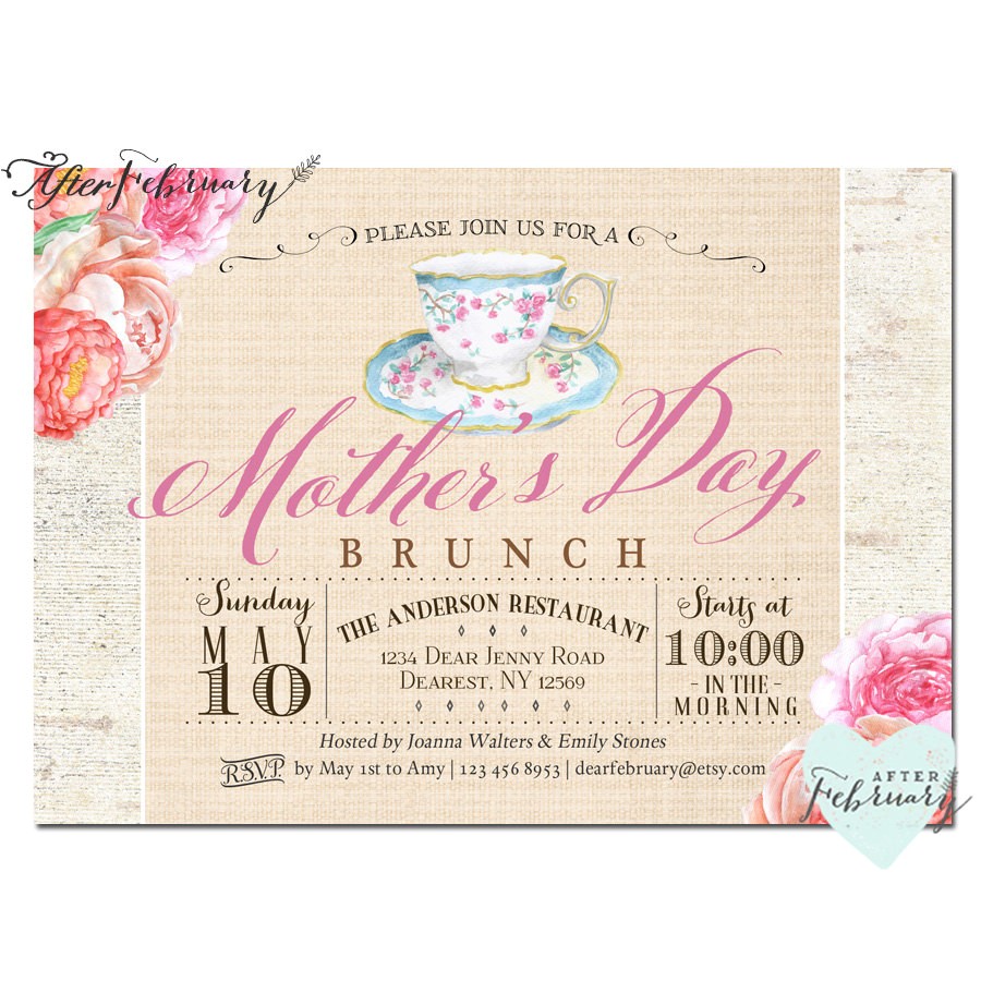 Mother S Day Tea Party Invitation Wording Mother S Day Invitation Mother S Day Brunch