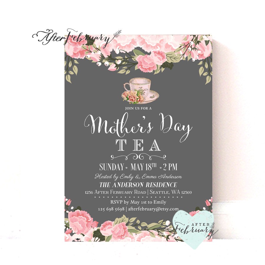Mother S Day Tea Party Invitation Wording Mother S Day Invitation Mother S Day Tea Party