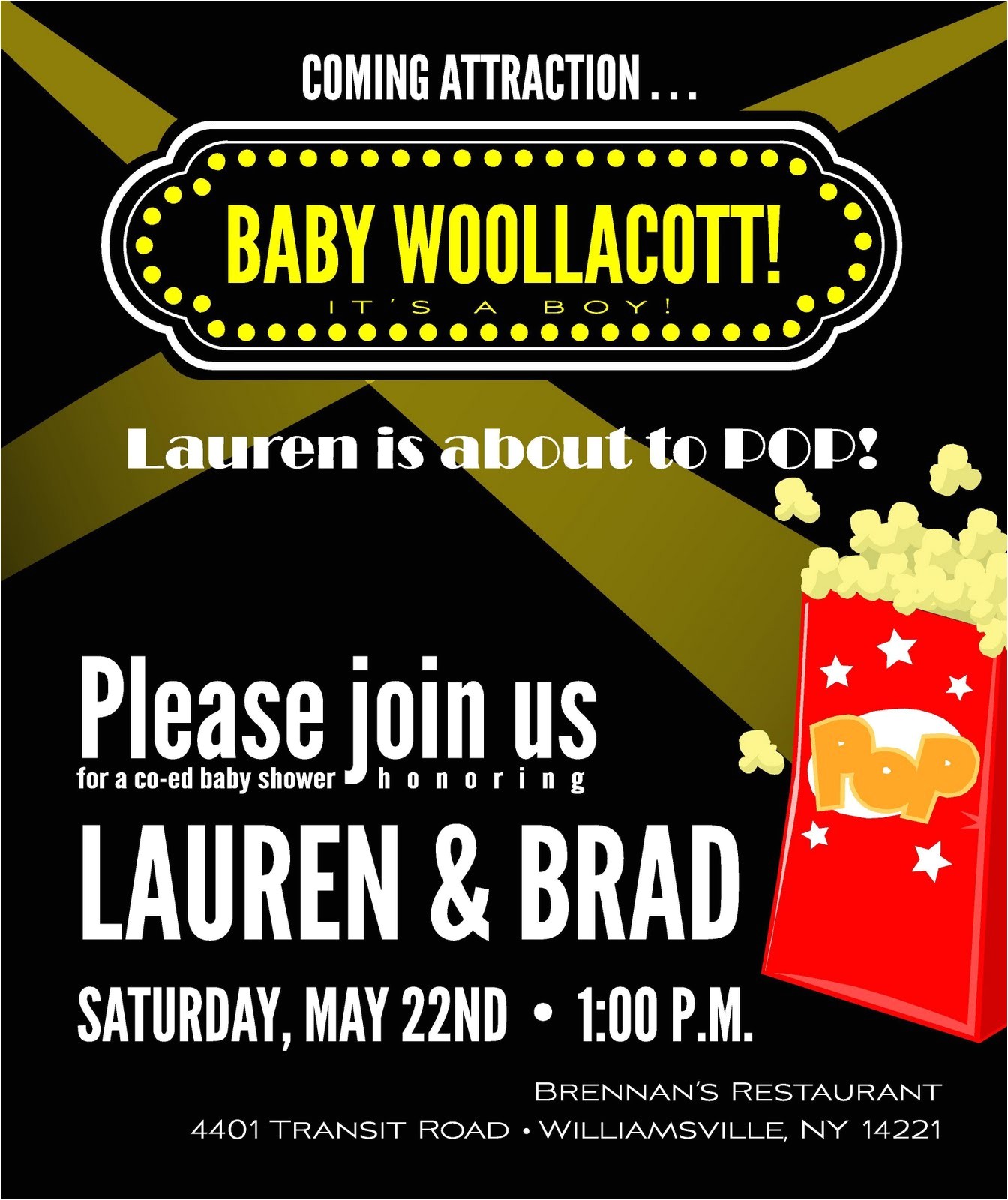 Movie themed Baby Shower Invitations event Confetti Party Time Movie themed Baby Shower