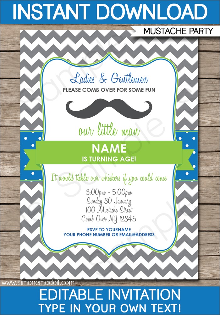Mustache Birthday Invitations Printable Mustache Party Invitations Little Man Party