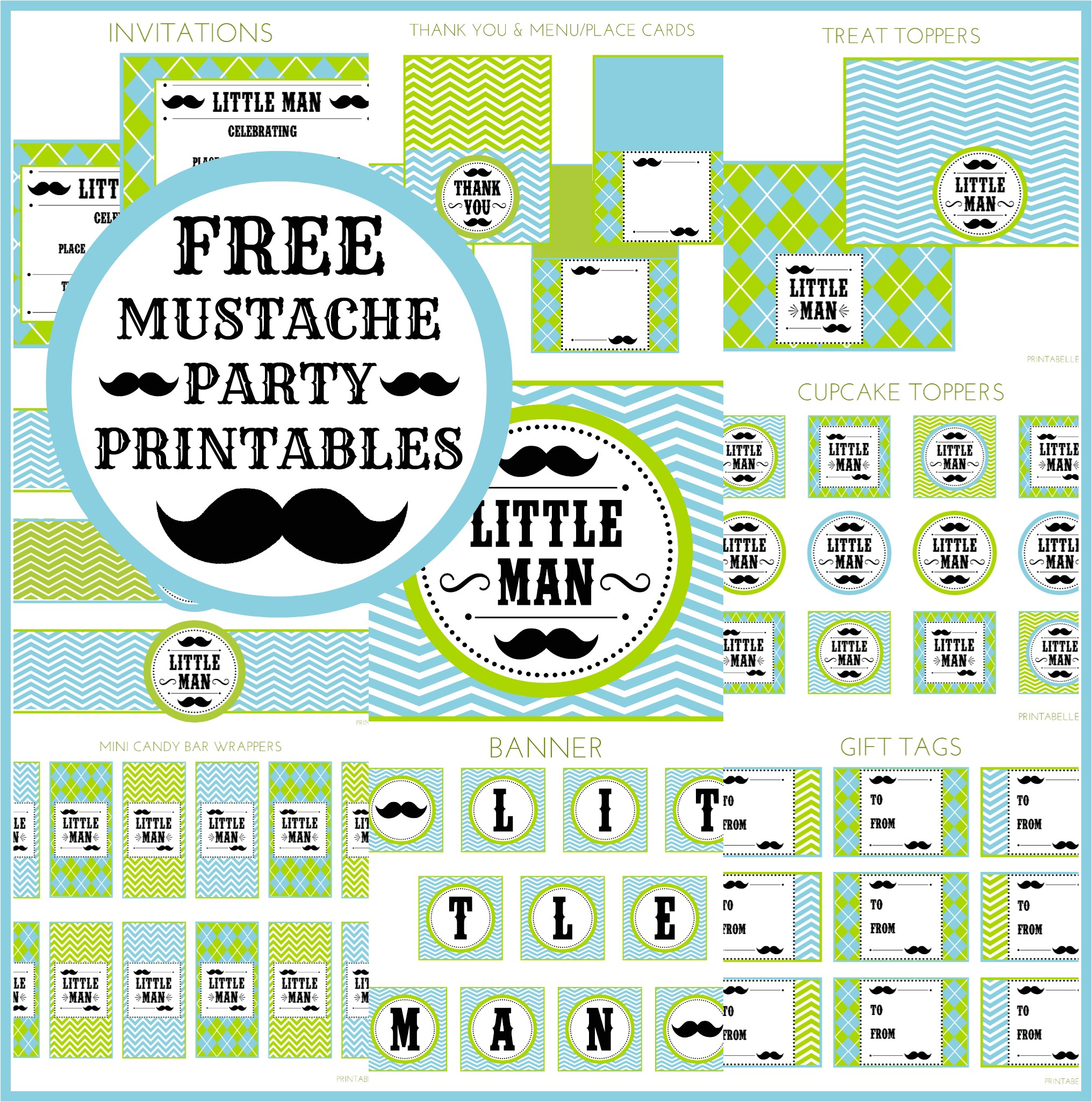 Mustache Birthday Party Printables Free Little Man Mustache Bash Party Printables From