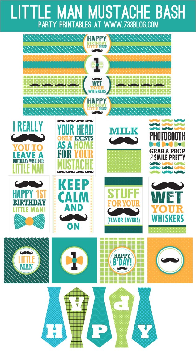 Mustache Birthday Party Printables Little Man Mustache Bash First Birthday Party Free