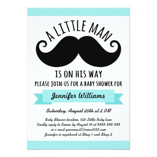 Mustache Invitations for Baby Shower A Little Man Aqua Blue Mustache Baby Shower 4 5×6 25