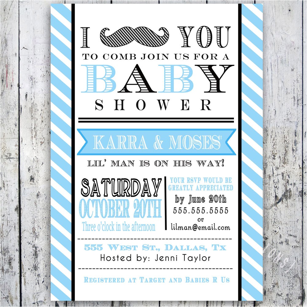 Mustache Invitations for Baby Shower Little Man Mustache Baby Shower Invitation Digital
