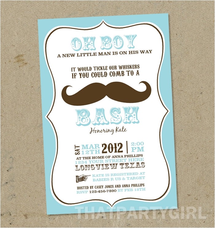 Mustache Invitations for Baby Shower Mustache Bash Baby Shower Invitations Digital U Print