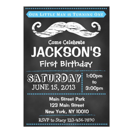Mustache Invitations for First Birthday Chalkboard Mustache First Birthday Invitation 5" X 7