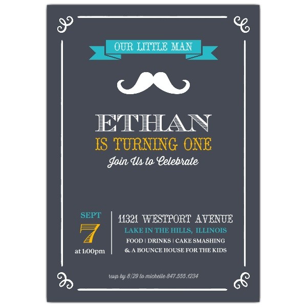 Mustache Invitations for First Birthday Little Man Mustache 1st Birthday Party Invitations