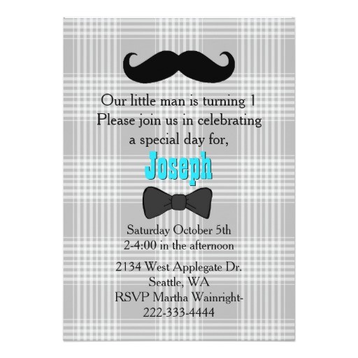 Mustache Invitations for First Birthday Little Man Mustache First Birthday Invitation