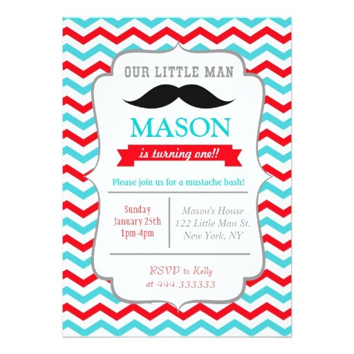 Mustache Invitations for First Birthday Mustache Little Man Birthday Party Invitations