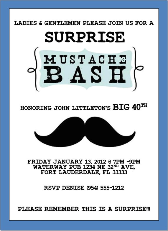 Mustache Party Invitation Template Free 40th Birthday Ideas Mustache Birthday Invitation Template