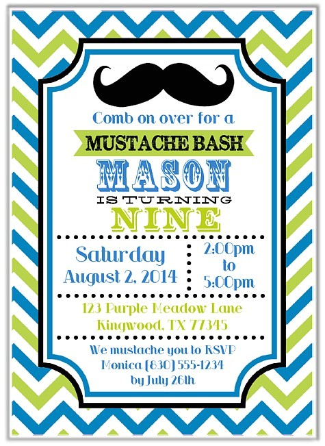 Mustache Party Invitation Template Free Mustache Birthday Party Invitations Mustache