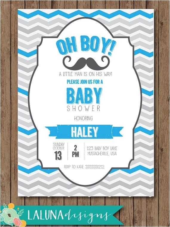 Mustache themed Baby Shower Invitations Baby Shower Invitations Mustache