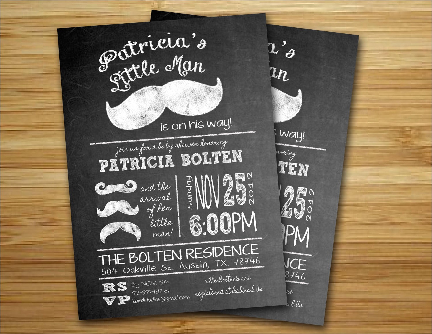 Mustache themed Baby Shower Invitations Mustache Baby Shower Invitations