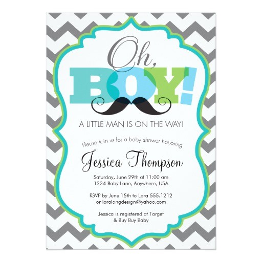 Mustache themed Baby Shower Invitations Oh Boy Mustache Baby Shower Invitation