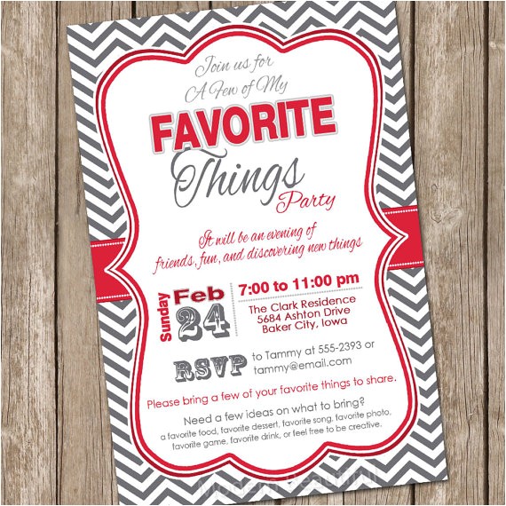 My Favorite Things Party Invitation A Few Of My Favorite Things Chevron Invitation Printable