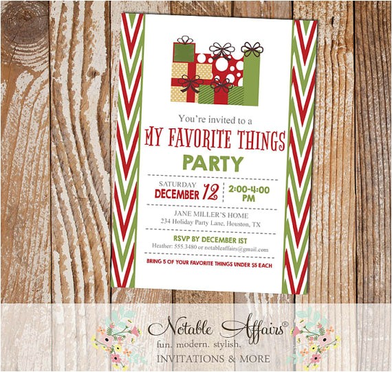 My Favorite Things Party Invitation Side Chevron My Favorite Things Party Invitation Dark Red