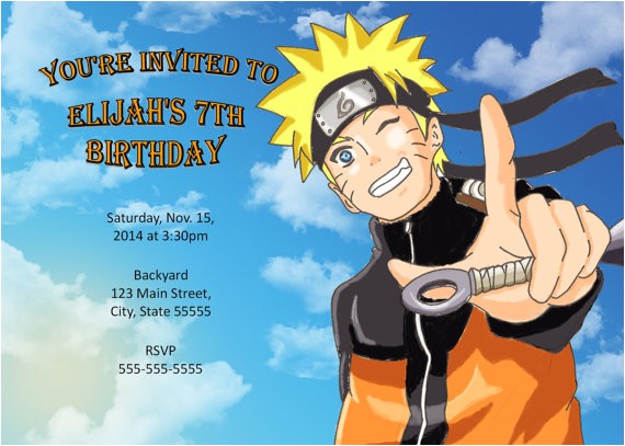 Naruto Birthday Invitation Naruto Invitation Naruto Birthday