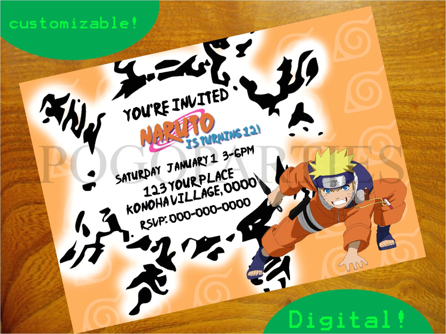 Naruto theme Birthday Invitation Naruto Birthday Invitation Invitation Librarry