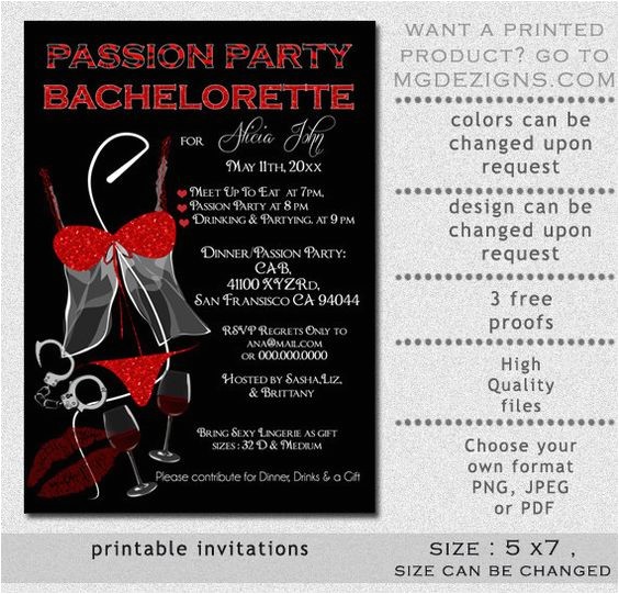 Naughty Bridal Shower Invitations Printable Naughty and Nice Black and Red Glitter Passion
