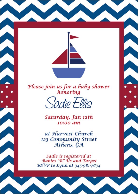 Nautical Baby Shower Invitation Wording Imposing Design Nautical theme Baby Shower Invitations